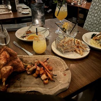 Orange Hill Restaurant & Events - Roasted  Half Chicken Zinfandel Braised Short Rib Garlic Fries TANGERINE SHERBERT PAID VACATION COCONUT SHRIMP - Steakhouses Near Me - Orange, California