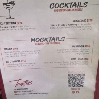 Trujillos - Menu - Cocktail Bars Near Me - Playa del Carmen, ROO