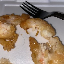 Undercooked Walnut shrimp at Panda Express with a hair (not mine) Undercooked Walnut shrimp at Panda Express with a hair (not mine)