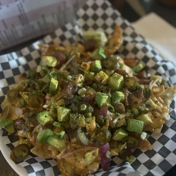 R Bar - Ahi Tuna Nachos with extra hot sauce we added. - Salad Near Me - Long Beach, California R Bar - Ahi Tuna Nachos with extra hot sauce we added. - Salad Near Me - Long Beach, California