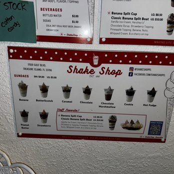 Shake Shop - Menu - Ice Cream & Frozen Yogurt Near Me - Treasure Island, Florida