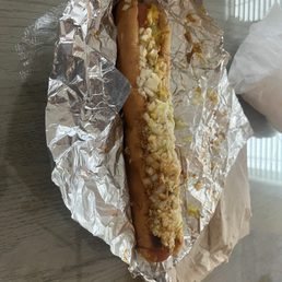 All the way foot long hot dog