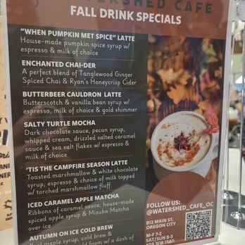 Watershed Cafe & Bistro - Fall drink specials - Cafes Near Me - Oregon City, Oregon Watershed Cafe & Bistro - Fall drink specials - Cafes Near Me - Oregon City, Oregon