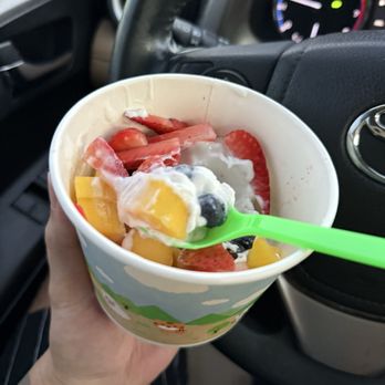 San Froyo - Half eaten original with fruit toppings - Ice Cream & Frozen Yogurt Near Me - Richmond, Texas San Froyo - Half eaten original with fruit toppings - Ice Cream & Frozen Yogurt Near Me - Richmond, Texas
