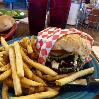 Outpost Cafe - Bleu cheese Kobe burger & New York steak. - American Near Me - Oak Hills, California Outpost Cafe - Bleu cheese Kobe burger & New York steak. - American Near Me - Oak Hills, California