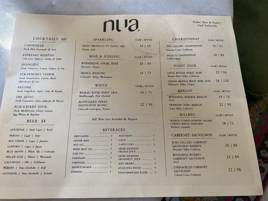Menu photo 2 Nua Beverly Hills, CA Menu photo 2 Nua Beverly Hills, CA