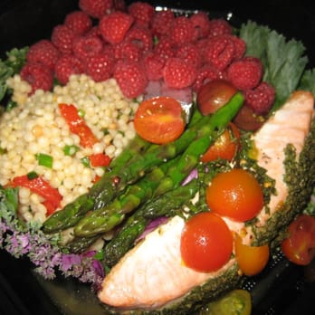 Marston's - Picnic plate: Salmon, couscous, asparagus, and RASPBERRIES! - Breakfast & Brunch Near Me - Pasadena, California Marston's - Picnic plate: Salmon, couscous, asparagus, and RASPBERRIES! - Breakfast & Brunch Near Me - Pasadena, California
