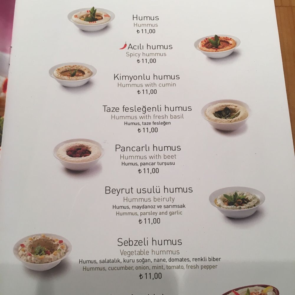 Tahin - Humus page of the menu - entire menu with English and Turkish with photos - Lebanese Near Me - Istanbul, 34 Tahin - Humus page of the menu - entire menu with English and Turkish with photos - Lebanese Near Me - Istanbul, 34