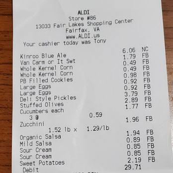 ALDI - Check out these helpful prices.... When was the last time you were able to get 18 items for $29.71 ??? - Grocery Near Me - Fairfax, Virginia