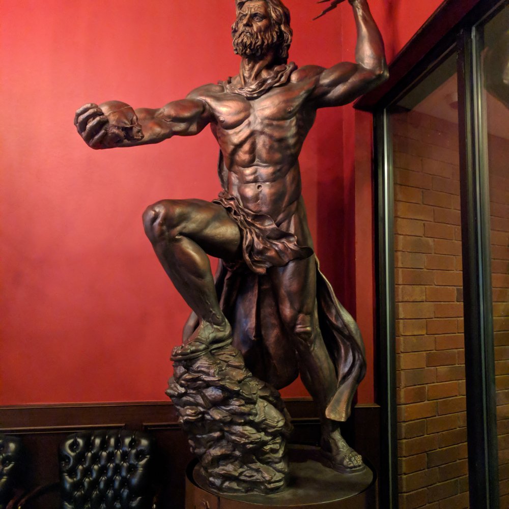 Escape the Netherworld - Impressive animated and talking Zeus statue inside the lobby. - Escape Games Near Me - Stone Mountain, Georgia Escape the Netherworld - Impressive animated and talking Zeus statue inside the lobby. - Escape Games Near Me - Stone Mountain, Georgia