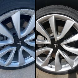 Rocky Mountain Wheel Repair - Tesla wheel repaired to where it looks like new again.