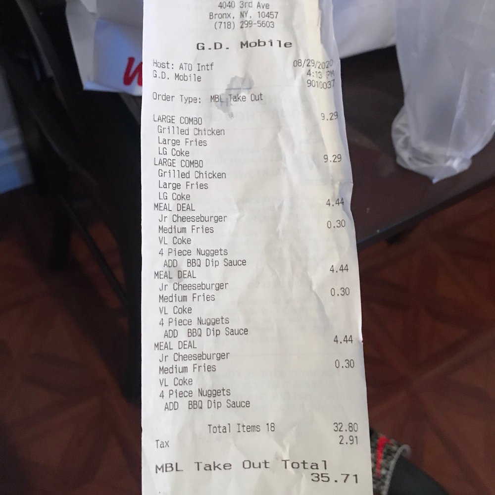 the receipt for the restaurant the receipt for the restaurant