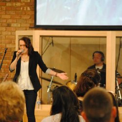 Contemporary worship music.  Sometimes we make our own songs