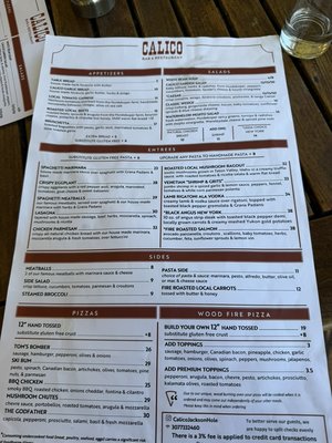 Menu photo 2 Calico Restaurant and Bar Wilson, WY
