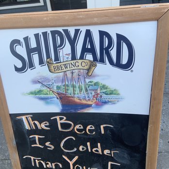Shipyard Brew Pub - a sign for the beer is cellar - New American Near Me - Eliot, Maine