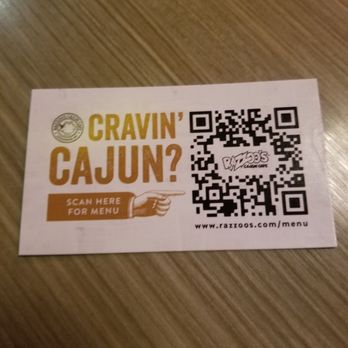 Razzoo's Cajun Cafe - Covid era menu. Just scan the code and the menu will appear. Wahla! - Cajun/Creole Near Me - Cedar Hill, Texas Razzoo's Cajun Cafe - Covid era menu. Just scan the code and the menu will appear. Wahla! - Cajun/Creole Near Me - Cedar Hill, Texas