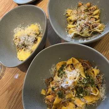 Radicato - three bowls of pasta on a wooden table - Italian Near Me - Breckenridge, Colorado Radicato - three bowls of pasta on a wooden table - Italian Near Me - Breckenridge, Colorado