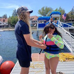 McKenzie's Water Ski School - Karis assisting out oldest girl