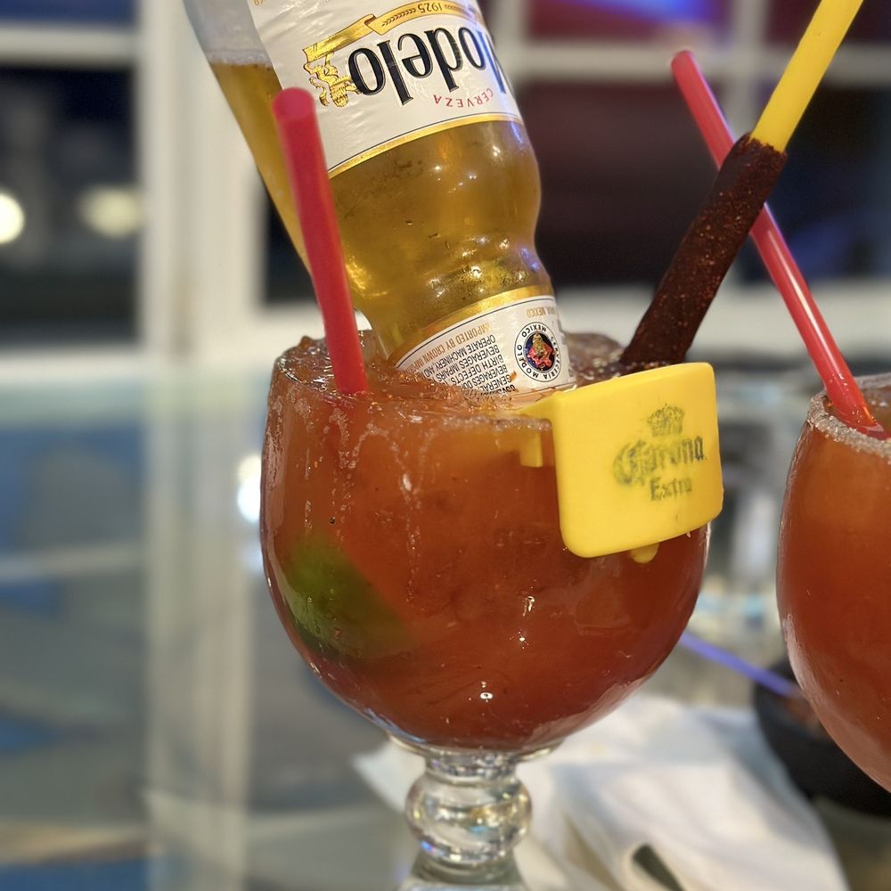 Michelada made with any beer but this time was a Modelo. Can't go wrong with Modelo.