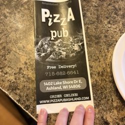 Pizza Pub - Menu front