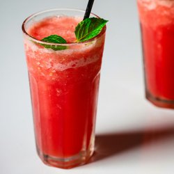 Homemade, low-sugar watermelon (sandia) agua fresca now available in-store and on Ubereats, Doordash, Grubhub and our online ordering!