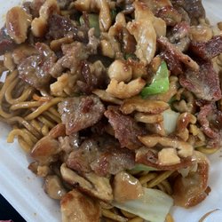 Chopsticks Express - Teriyaki chicken and beef over lo mein noodles.