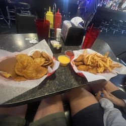 Silver Dollar Bar & Grill - Burger and buffalo chip fries