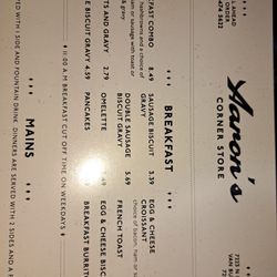 Aaron's Corner Store - Menu June 2024