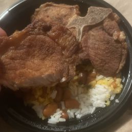 Fried Pork Chop with rice and beans Fried Pork Chop with rice and beans