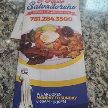 El Tipico Salvadoreno - a menu for a restaurant - Salvadoran Near Me - Revere, Massachusetts El Tipico Salvadoreno - a menu for a restaurant - Salvadoran Near Me - Revere, Massachusetts