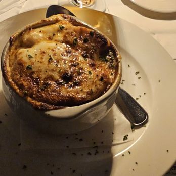 Epic Chophouse - French onion soup  Pro: cheese, crisp and tasty Con: Too thick and salty 2/5 - Seafood Near Me - Greensboro, North Carolina