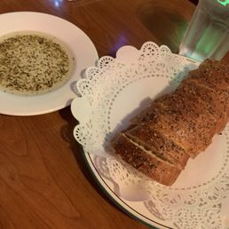 Table bread and oil Table bread and oil