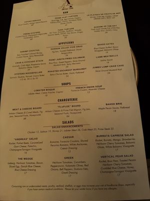 Menu photo 1 Andreas Prime Steaks & Seafood Dallas, TX Menu photo 1 Andreas Prime Steaks & Seafood Dallas, TX