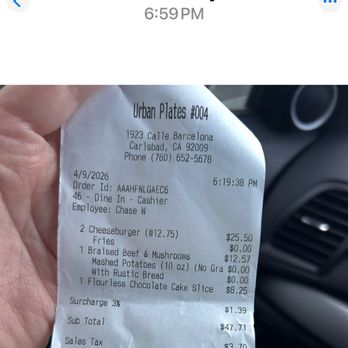 Urban Plates - Here is what we ordered. Food was gross - New American Near Me - Carlsbad, California Urban Plates - Here is what we ordered. Food was gross - New American Near Me - Carlsbad, California