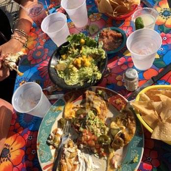 Hula Hut - Texas Nachos...what was left of them and Guacamole Salad - Tex-Mex Near Me - Austin, Texas