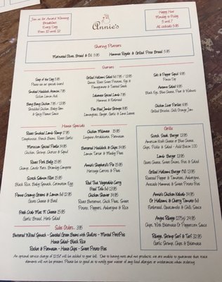 Menu photo 2 Annie's London, XGL Menu photo 2 Annie's London, XGL