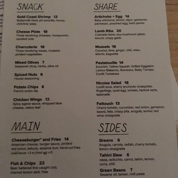 Standby - Menu - New American Near Me - Detroit, Michigan
