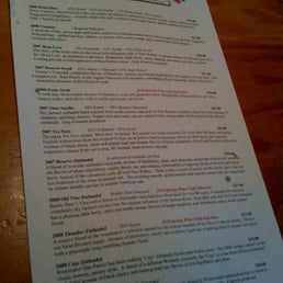 Extensive tasting list