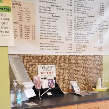 Fresh Smoothie Café - a menu on the wall - Juice Bars & Smoothies Near Me - Jonesboro, Georgia