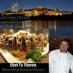 The Taco Rack by La Cook-a Rack-a - Chef Ty Thoren of The Gaylord Texan, using our Standard Six Shooter Taco Rack!