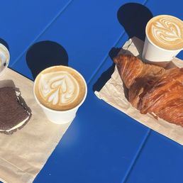 Magic coffee, croissant, and chocolate cream cookie Magic coffee, croissant, and chocolate cream cookie