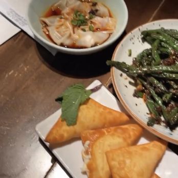 The Bao - Cheese Crab Rangoon, Sauteed String Beans, Wonton in Chili Oil, yummmm - Shanghainese Near Me - New York, New York The Bao - Cheese Crab Rangoon, Sauteed String Beans, Wonton in Chili Oil, yummmm - Shanghainese Near Me - New York, New York