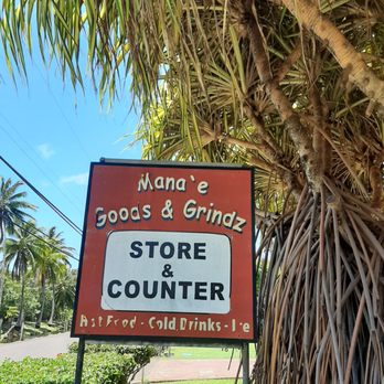 Mana'e Goods & Grindz - The Mana'e Goods & Grindz sign. - Hawaiian Near Me - Kaunakakai, Hawaii Mana'e Goods & Grindz - The Mana'e Goods & Grindz sign. - Hawaiian Near Me - Kaunakakai, Hawaii