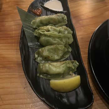 HINODEYA Ramen & Bar Chestnut - Green Gyoza (5 pcs) Vegan - Ramen Near Me - San Francisco, California HINODEYA Ramen & Bar Chestnut - Green Gyoza (5 pcs) Vegan - Ramen Near Me - San Francisco, California