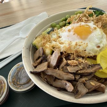 Let’s Eat Rice & Grill - Japanae noodles, white rice, pickled radish, fried egg, broccoli, edamame, zucchini, shiitake, mushrooms, and dried crispy onions. - Asian Fusion Near Me - La Quinta, California Let’s Eat Rice & Grill - Japanae noodles, white rice, pickled radish, fried egg, broccoli, edamame, zucchini, shiitake, mushrooms, and dried crispy onions. - Asian Fusion Near Me - La Quinta, California