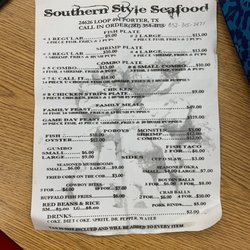 Southern Style Seafood - Menu