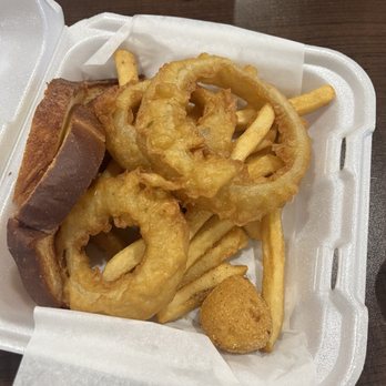 Jlb Eatery - Fires, onion rings comes with the fish and shrimp - Burgers Near Me - La Marque, Texas