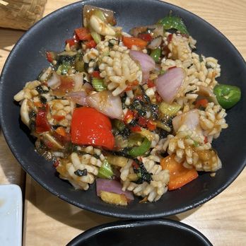 Jun Bistro - 紫苏辣炒鱿鱼 Shiso Stir Fry Calamari - Chinese Near Me - Milpitas, California Jun Bistro - 紫苏辣炒鱿鱼 Shiso Stir Fry Calamari - Chinese Near Me - Milpitas, California