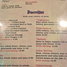 Specials and Burrito menu Specials and Burrito menu