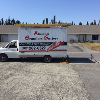 Alaskan Seamless Gutters - Alaskan Seamless Gutter's gutter installation truck. - Building Supplies Near Me - Soldotna, Alaska